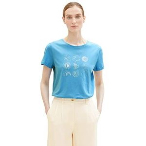 TOM TAILOR Dames T-shirt 1035378, 21184 - Soft Cloud Blue, M