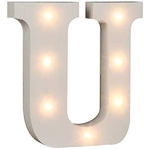 Out of the Blue 57/6094 - houten letter ""U"" verlicht met 7 LED-lampen, werkt op batterijen, ca. 16 cm