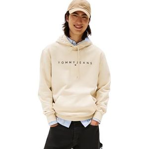 Tommy Jeans Heren TJM REG LINEAR LOGO HOODIE EXT DM0DM20746 Pullover Hoodie, Beige (Desert Sand Dune), XS, Beige (Woestijnzandduin), XS