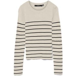 VERO MODA - VMGIZELLE - Trui - Beige/Zwart - Slanke Pasvorm - Lange Mouw