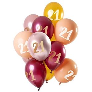 Folat 69221 ballonnen, 21 jaar, roze-goud, 30 cm, 12 stuks, latex heliumballonnen, verjaardagsdecoratie, 30 cm