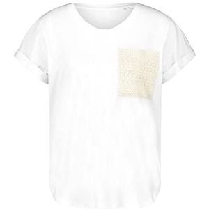 Taifun Dames 371338-16204 T-shirt, gebroken wit met patroon, 42, Offwhite patroon, 42