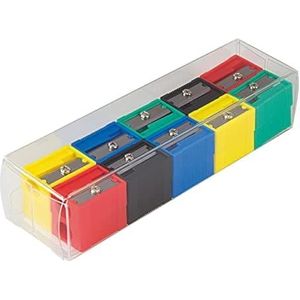 Milan Box met 20 pennen, kunststof, gesorteerde kleuren (rood, geel, groen, zwart, blauw)