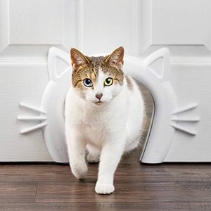 PetSafe Cat Corridor kattenluik voor kamerdeuren, kattentunnel voor kamerdeuren, voor katten tot 9 kg, wit beschilderbaar, 19,1 x 19,6 cm (1 stuks)