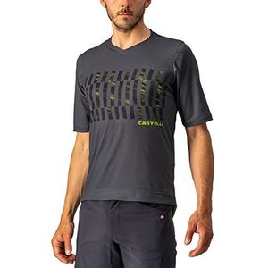 CASTELLI Heren Trail Tech Tee Sweatshirt, Dark Gray/Black/Electric Lime, XS