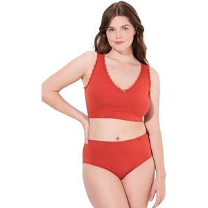 Ulla Popken Grote maten grote maten plus size bustier, sierrand, V-hals, biologisch katoen, steenrood, 42-44
