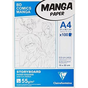 Manga-Block für Storyboard A4 100 Blatt 55g, mit sechsteiligem Raster