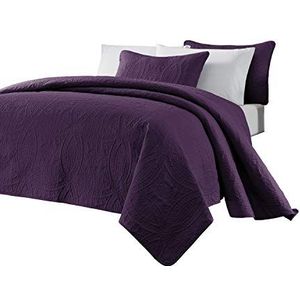 Chezmoi Collection Austin 3-delige oversized sprei sprei sprei set (koningin, paars), microvezel