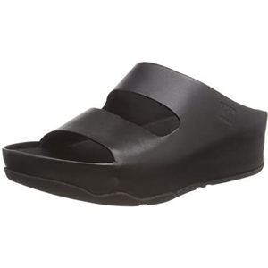 Fitflop Shuv Two Bar Leather Slides glijdende sandalen voor dames, Zwart, 45 EU