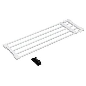 Iris Ohyama, Telescopisch kledingrek, opberging, 5 stangen, 75 - 120 cm, zonder boren, kamer, kleedkamer - Telescopic Storage Rack H-J-NST75 - Wit