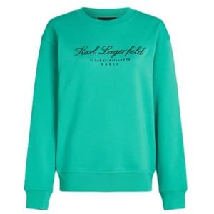 KARL LAGERFELD Dames Sweatshirt Met Hotel Karl-Logo, Zeegroen, XS