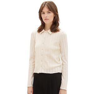 TOM TAILOR Denim T-shirt met lange mouwen voor dames, 24421 - crème beige melange, L