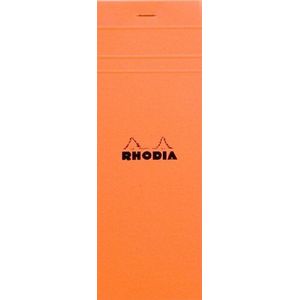 Rhodia 8200C – Nimmerblok, 80 vellen, verwijderbaar, 7,4 x 21 cm, 80 g, kleine ruiten, oranje