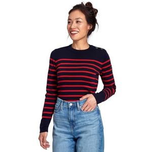 Gestreepte Marinetrui - Dames - Marineblauw - 100% Merino Wol