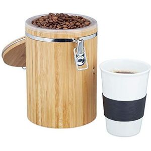 Relaxdays koffiebus bamboe - voorraadbus koffie - vershouddoos -  bewaarbus - luchtdicht
