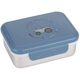 LÄSSIG 1210029496 Kinderbroodtrommel roestvrij staal lunchbox ontbijtbox duurzaam kleuterschool school/avonture, Tractor (blauw), 17 x 13 x 6 cm