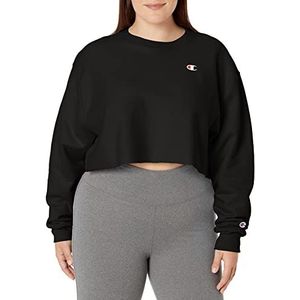 Champion Vrouwen Reverse Weave Cropped Cut Off Crew Sweatshirt, Zwart, L