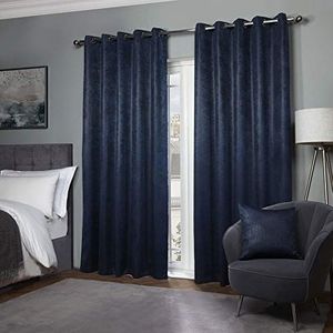 Emma Barclay Ambiance Thermische Verduisterende Gordijnen met Ringen - 3D Reliëf Gordijnen Met Reflecterend Omgekeerd Weefsel in Navy - Breedte 46 x Drop 54"" (116 x 137cm)