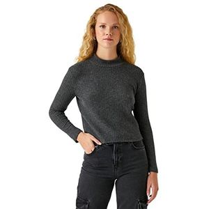 Koton Vrouwen Turtle Neck T-shirt met lange mouwen, antraciet (045), M