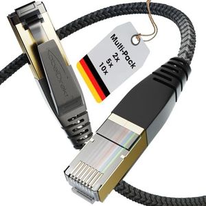 KabelDirekt – Cat 8 Netwerkkabel met Flexibel en Breukbestendig Ontwerp – 2x 2m (LAN/Ethernet-kabel, RJ45-connector, Zendt Gegevenssnelheden Tot 40 Gbit/s, Voor gaming/PS5/Xbox)