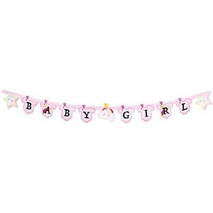 Boland 53206 - letterslinger baby girl, lengte 170 cm, karton, geboorte, hangdecoratie, babyfeest, themafeest