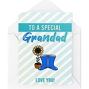 Opa verjaardagskaarten, voor een speciale opa Love You Card, grote Vaderdag, tuinkaart, groen gestript schattig plezier, CBH194