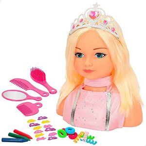 ColorBaby - Buste pop kammen en make-up, hoofd kapper meisjes, prinses Maria pop, stylingpop met haaraccessoires, pop met prinsessenkroon, 3 jaar (43992)
