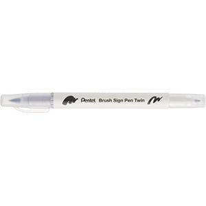 Pentel Penseel Sign Pen Twin Tip Zilver Grijs - Pack van 10