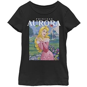 Disney Princess Aurora Girl's Solid Crew Tee, Black, X-Small, Schwarz, XS