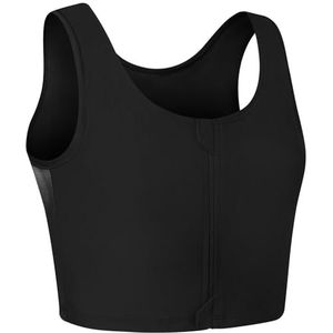 XUJI Dames Transgender Tomboy FTM Zip Up Ademend Half Borst Binder, Schwarz, 4XL