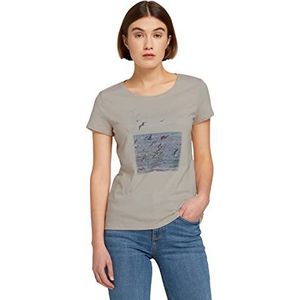 TOM TAILOR Denim Dames T-shirt met fotoprint 1030166, 10336 - Light Cashew Beige, XS