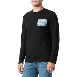 s.Oliver Heren T-Shirt Lange Mouw Zwart XL, zwart, XL
