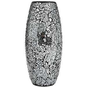London Boutique Decoratieve vaas mozaïek zwart handgemaakte glitter vaas Sparkle glas cadeau cadeau (zwart)