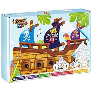 BIC Kids My Pirate: Kleurpotloden en krijt, papieren spelletjes, stickers, schatkaart - verschillende kleuren, set van 47