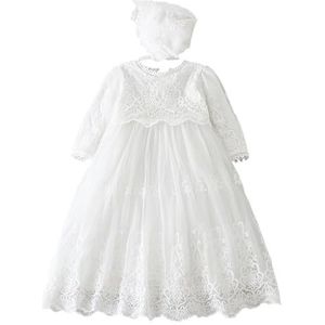 Leideur - Lange Doopjurk - Wit - Speciale Gelegenheidsjurk voor Meisjes