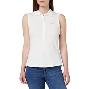 Tommy Hilfiger S/S polo's voor dames, Wit (Ecru), L