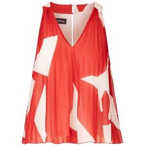 APART Fashion dames plissé top, Rood-crème, 36