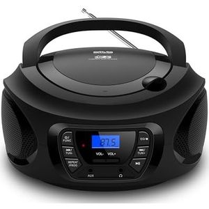 Silva Schneider PCD 25.1 Draagbare cd-speler met FM-PLL-radio, lcd-display, 30 voorkeuzezenders, AUX-in en hoofdtelefoonaansluiting, werkt op net/batterij, zwart