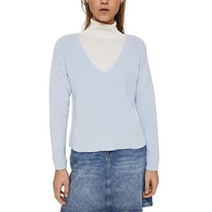 ESPRIT Gebreide trui van 100% katoen, lichtblauw, S