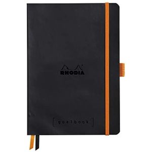 Rhodia 117762C notitieboekje Goalbook (DIN A5, 14,8 x 21 cm, geruit, praktisch en trendy, met zacht deksel, 90 g, ivoorkleurig papier, 120 vellen, elastiek, bladwijzer), 1 stuk, zwart