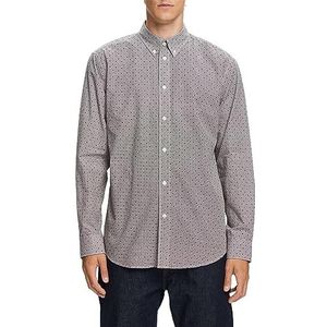 ESPRIT Button-down-overhemd met patroon, 100% katoen, donkerbruin, XS