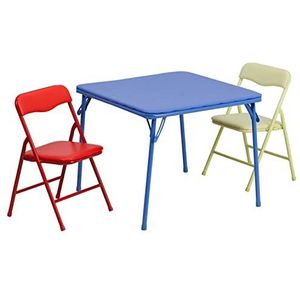 Flash Furniture 3 stuks gekleurde klaptafel- en stoelenset voor kinderen