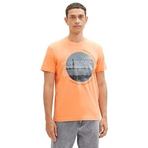 TOM TAILOR Heren T-shirt met foto-print, 22195 - Fruity Melon Orange, M