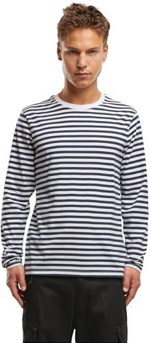 Brandit - Lange Mouwen Top - Katoen - Marineblauw/Wit - Regular Pasvorm