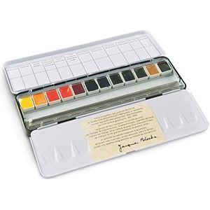 Honsell 85576 - Blockx aquareldoos, fijne kunstenaars-aquarelverf in metalen doos, 12 kleuren in halve potjes, met hoge helderheid en kleurglans, hoogwaardige pigmenten