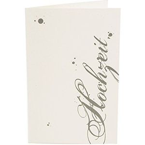 Susi Winter Design & Paper bruiloftskaart van echt schept papier, motief in zilver, binnenkant blanco, met gevoerde buffet envelop