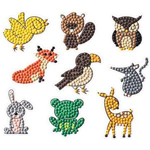 Diamond Painting stickerset, motief Landdieren, knutselset voor het ontwerpen van stickers met glittersteentjes, voor kinderen vanaf 5 jaar