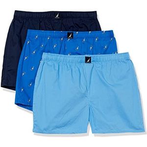 Nautica Katoenen geweven boxershorts voor heren, verpakking van 3 stuks, S