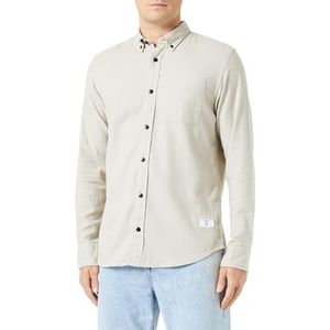 JACK & JONES Heren Jprblubrook Solid Twill Shirt L/S Vrijetijdshemd, IJsland Fossiel/Fit: Comfort Fit, L