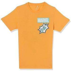 NAME IT Jongens NKMANTI Marvel SS TOP MAR T-shirt, Mock Orange, 122/128, Mock Oranje, 122/128 cm